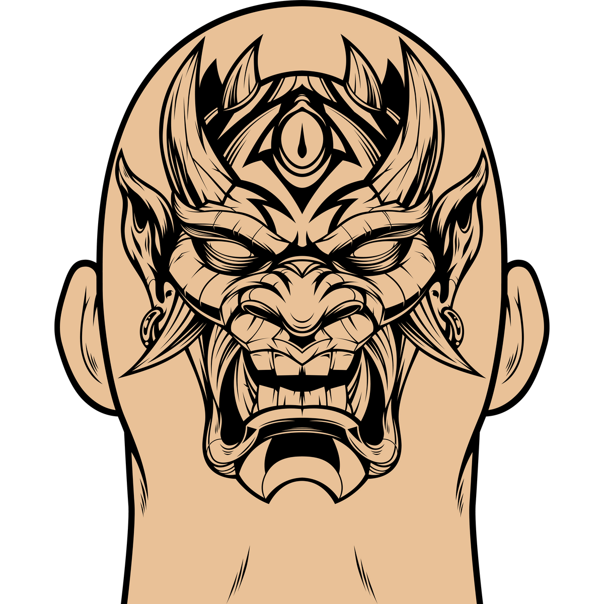 Kabuki Head Tattoo Sticker