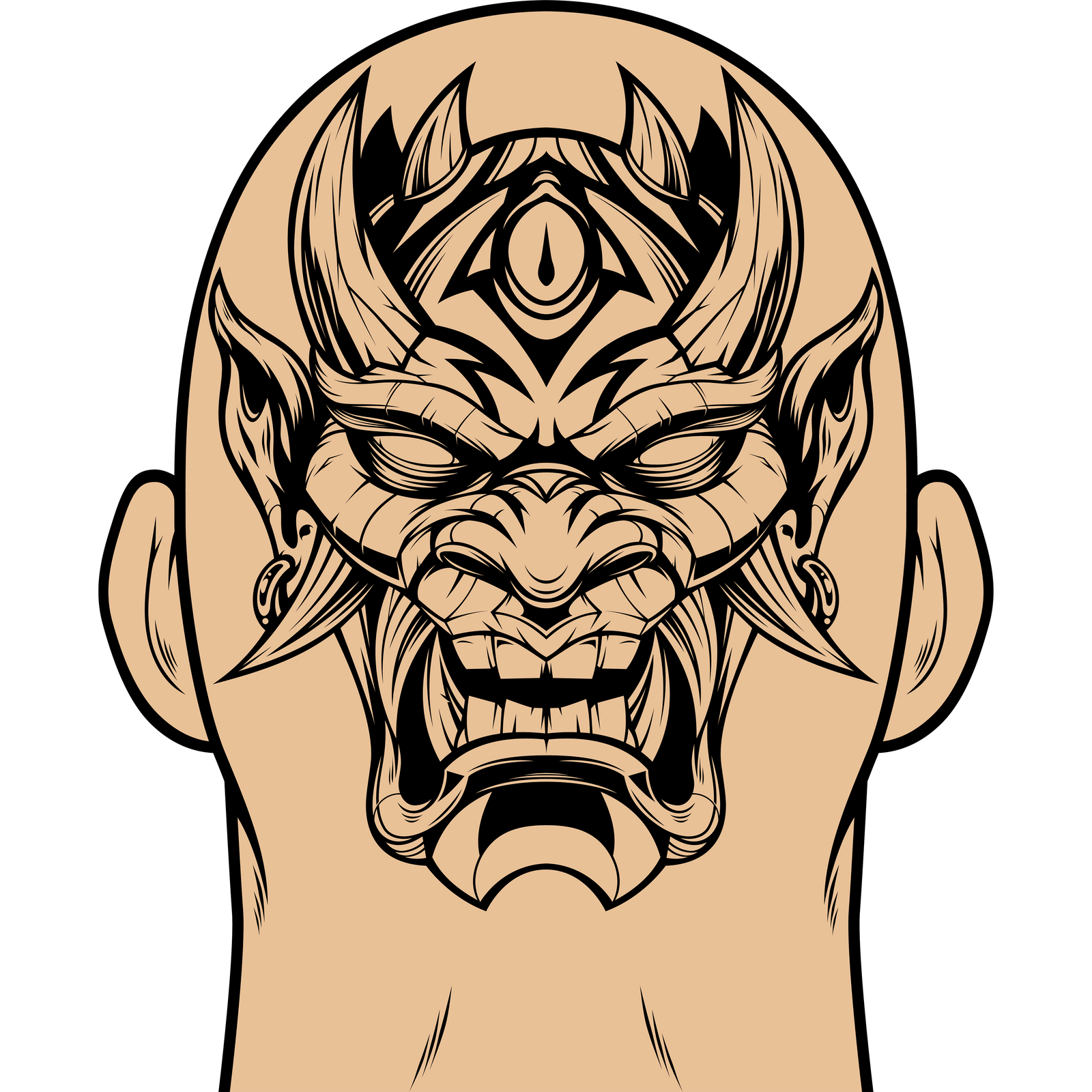Kabuki Head Tattoo Sticker
