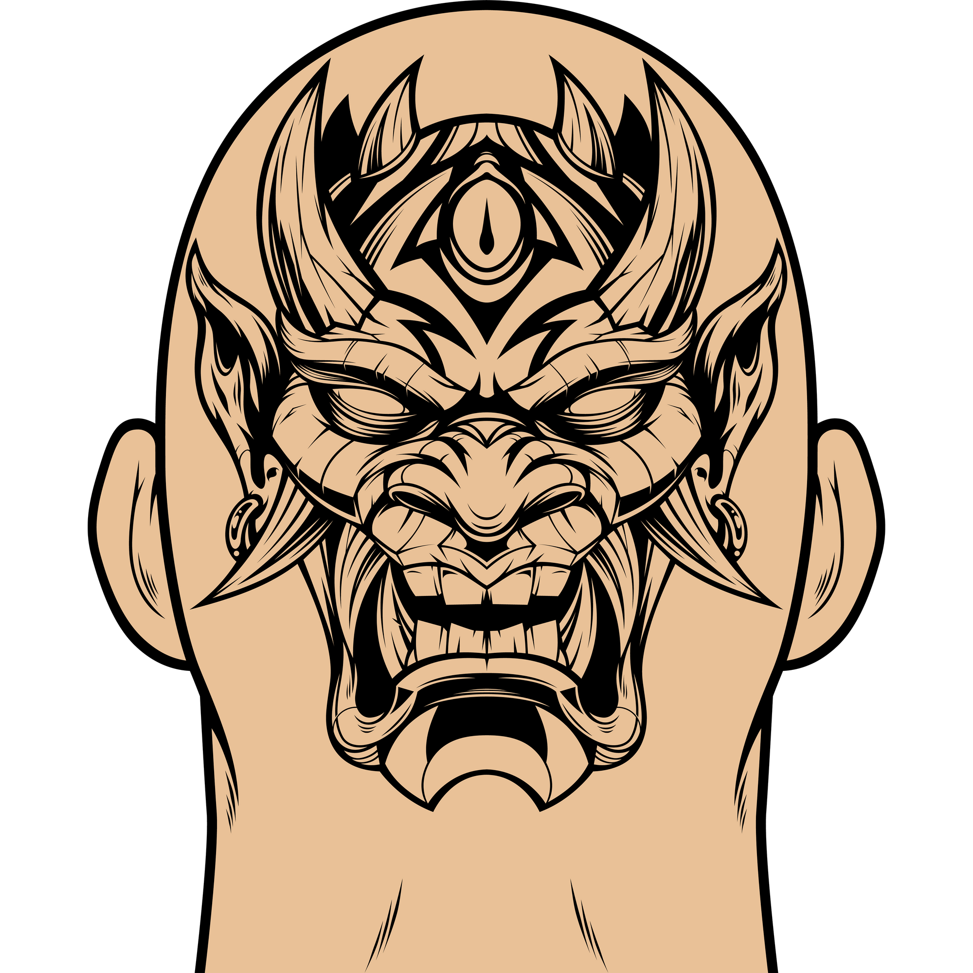 Kabuki Head Tattoo Sticker